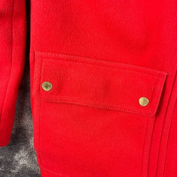 J. Crew Wool Blend Lined Faux Fur Hooded Coat Jacket Pockets Red Women's 4 - Picture 3 of 13